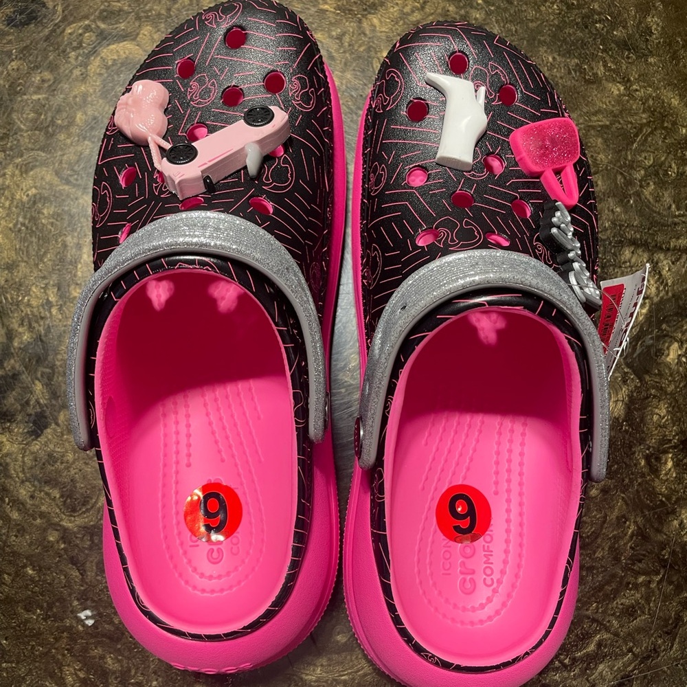 Barbie Crocs, new without tags. Size 9.